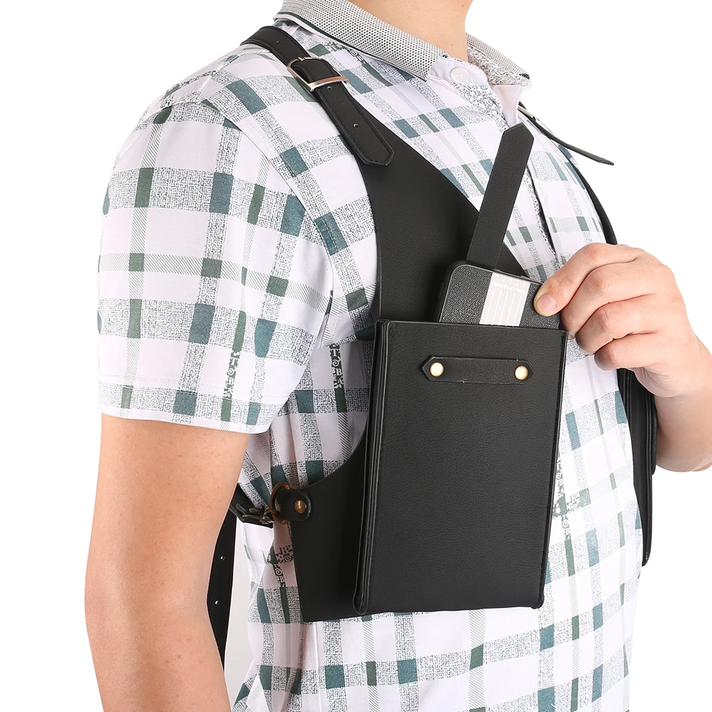Retro Anti-Theft Leather Double Shoulder Armpit Bag Outdoor Fashion Adjustable Wallet Phone Case For Men Shoulder Holster Bags