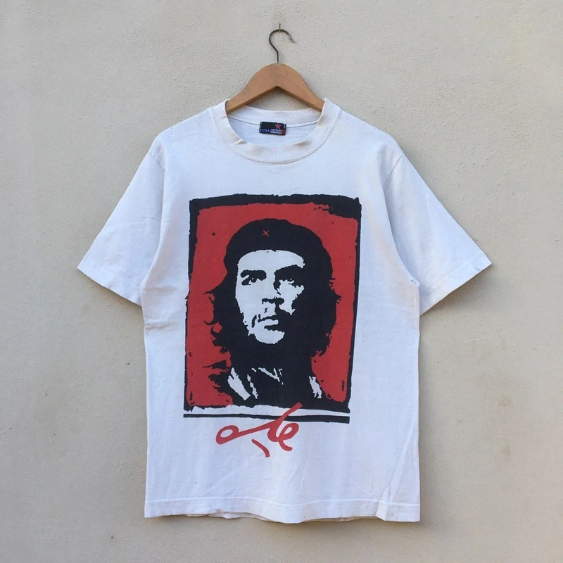 تي شيرت Che Guevara American Retro كاجوال فضفاض كبير الحجم للرجال من القطن الخالص