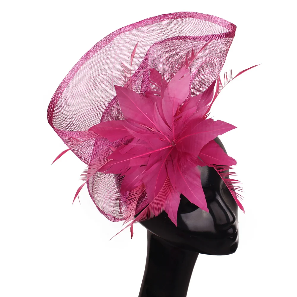 

High Quality Sinamay Feather Flower Fascinator Hat Cute Bridal Girls Headwear Hair Band Hair Accessory for Women