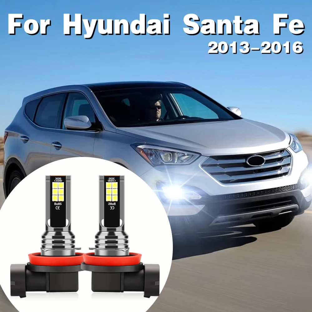 

LED Front Fog Lamp H8 H11 H16JP Car Light 3030SMD 6000K Fog Bulb For Hyundai Santa Fe SantaFe 2013 2014 2015 2016 Accessories