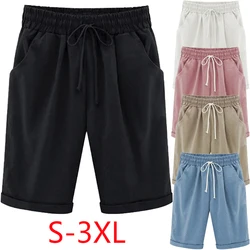 Pantalones cortos deportivos para mujer, Shorts holgados de cintura elástica fina, informales, de cinco puntos, novedad de verano 2024