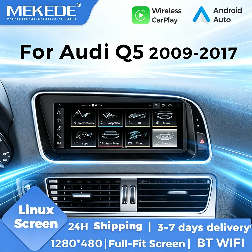MEKEDE, autoradio con sistema Linux da 8,8 pollici, disponibile in magazzino nell'UE, per Audi Q5 (2009-2017), con WIFI, BT, CarPlay wireless, Android Auto, navigazione GPS, schermo touchscreen HD,