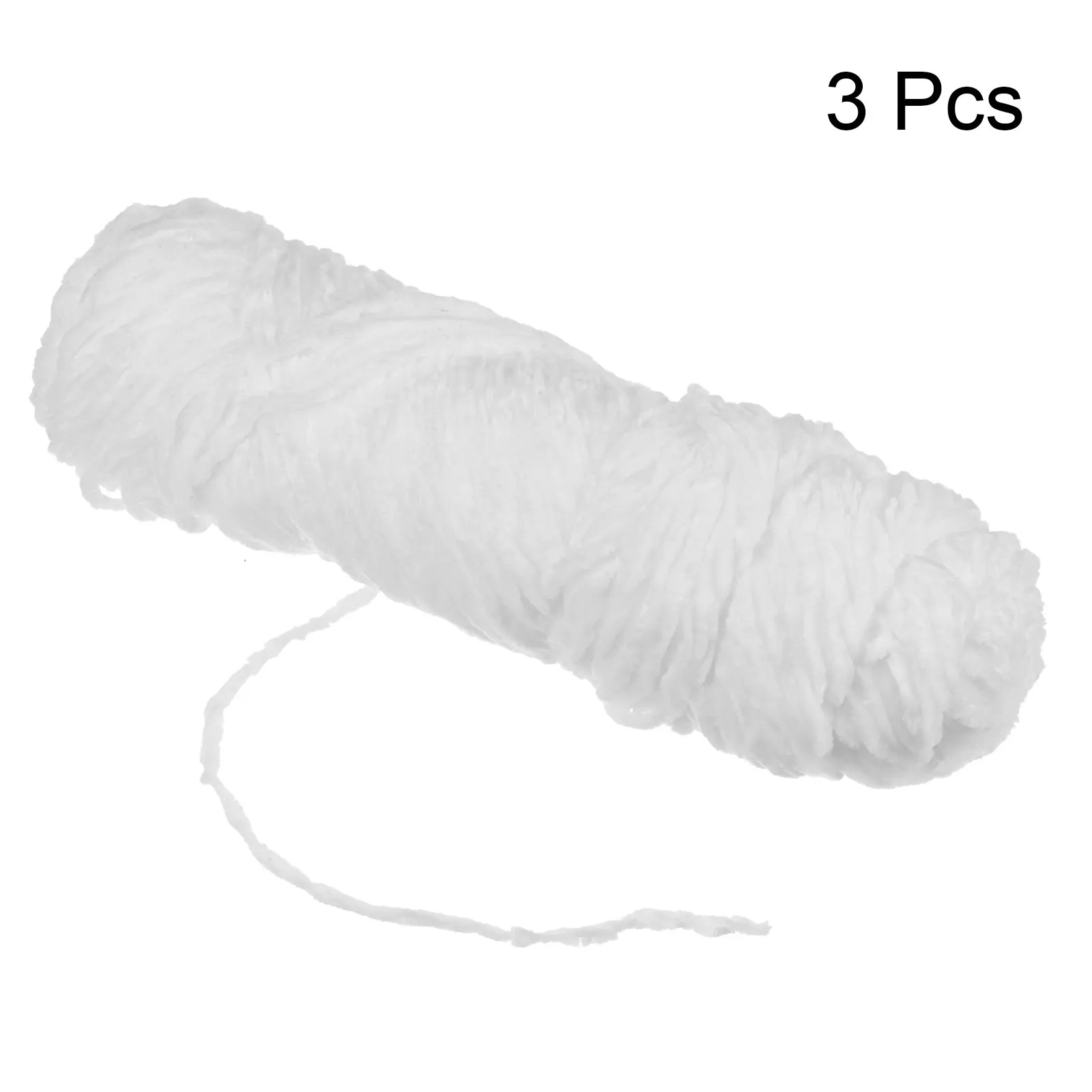 3 matasse di filato di ciniglia, morbido filato per coperta, velluto di poliestere, fantasia, soffice filato per maglieria per sciarpa da tessitura all'uncinetto, bianco