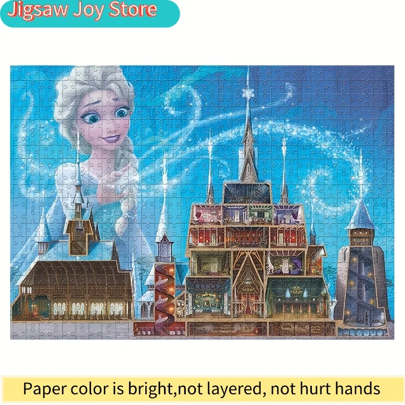 

1000pcs Elsa & Castle Puzzle Suitable for Adults & - Thick Cardboard Wall-Mountable Pieces, Challenging Build, Magical Decor -