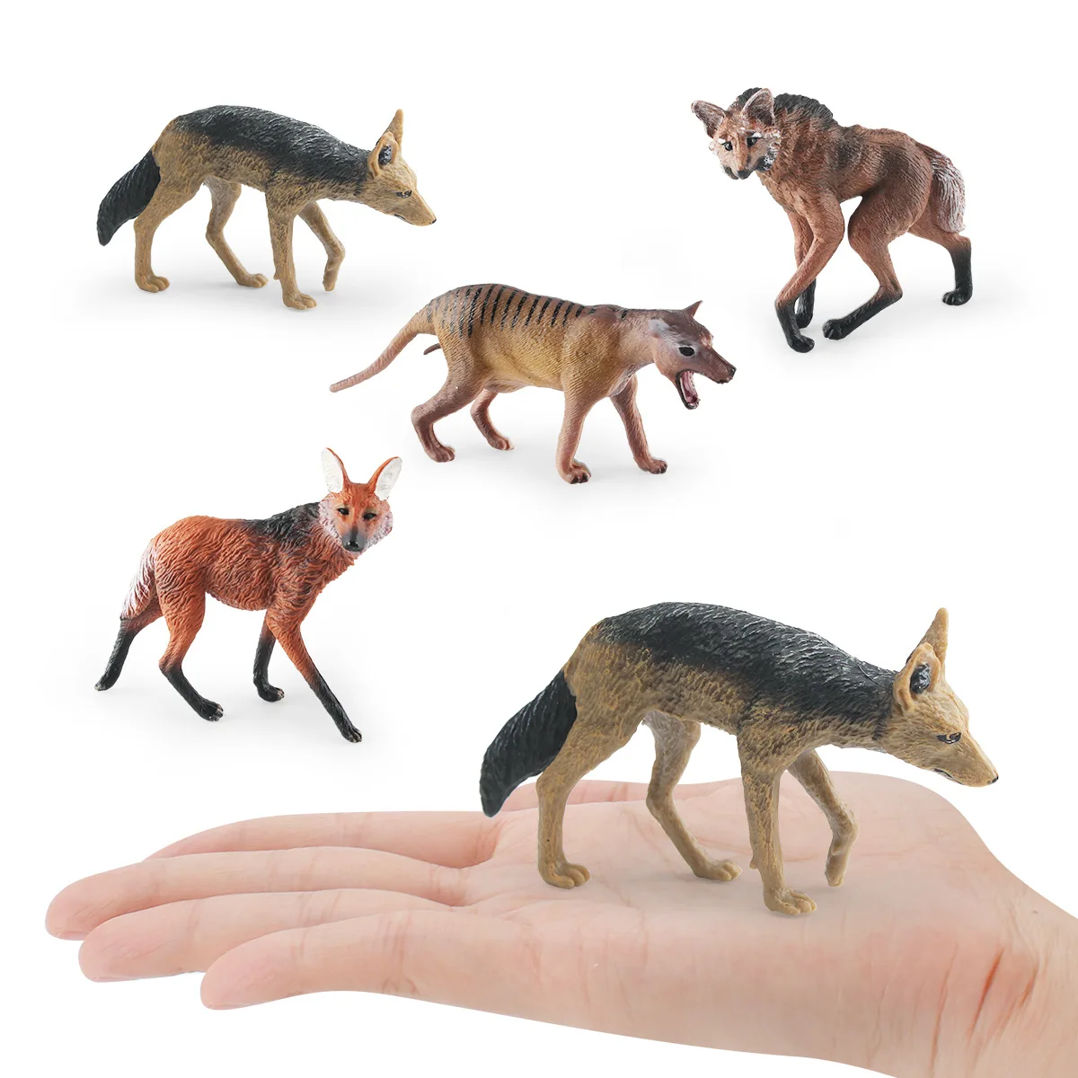 Simulation Maned Wolf Model Brazilian Wolf Thylacine Figurine Wild Prairie Animal Solid Miniature Desktop Ornament Decoration