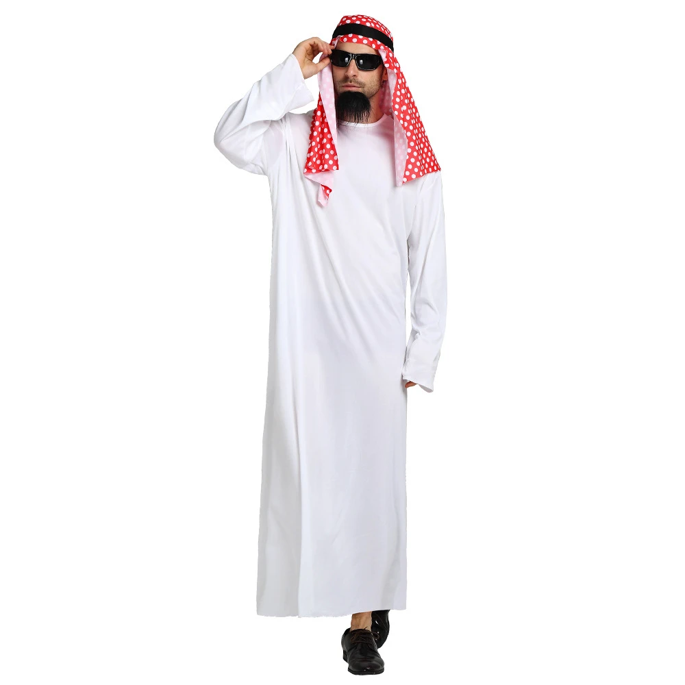 Middle East Adult Men Women Arabian Arab Sheikh White Robe Headscarf Halloween Costume Cosplay