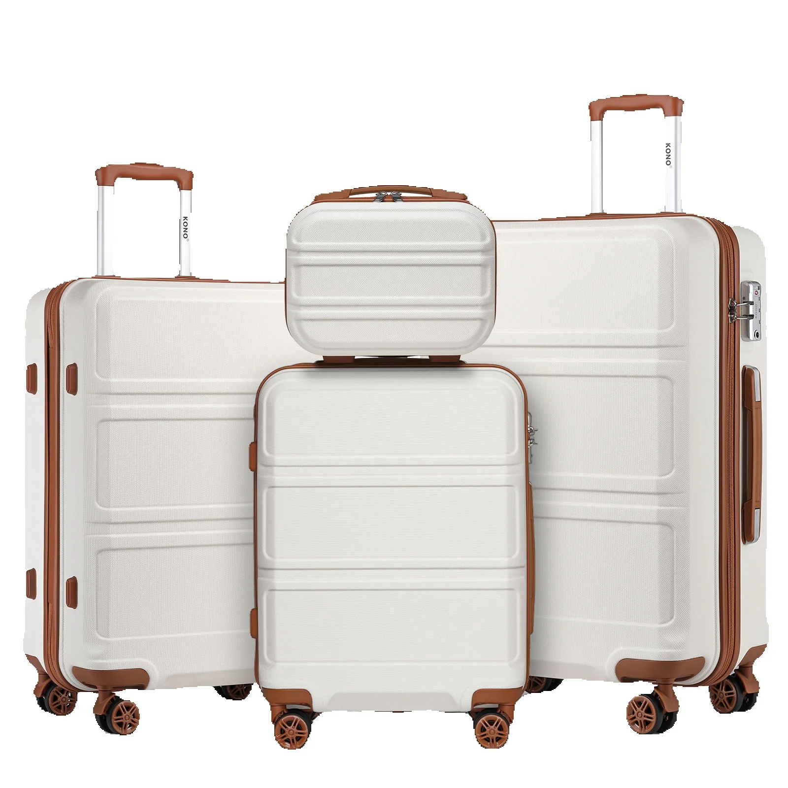 KONO 4-Pieces Hard Trunk Trunk Set Lightweight ABs Twin wheels Trolleys TSA Lock suitcase Set S-M-L-XL
