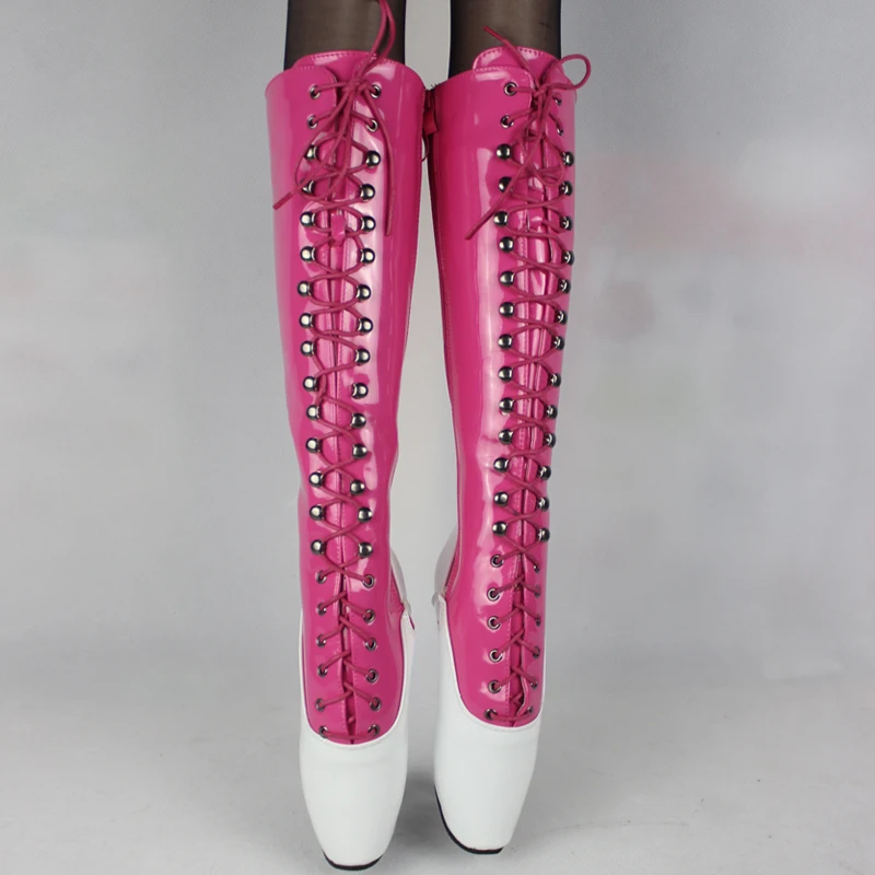 Extreme 18CM Heels Fetish Goth Ballet Knee High Boots Size36-46