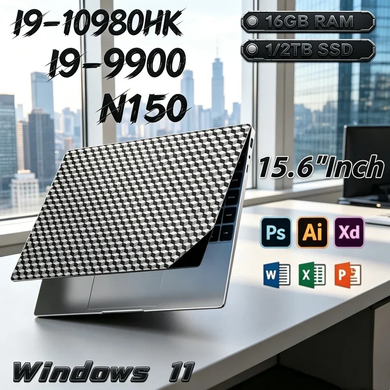 New 15.6" Laptop Intel Core I9‑10980HK&I9‑9900&N150 32GB RAM 2TB SSD Ultra Slim Laptop Windows 11 Office Study Home Project