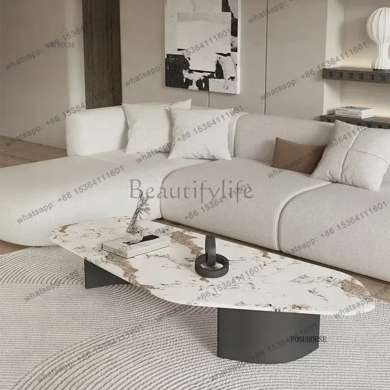 LSDesign Coffee Tables Living Room Center Table Furniture for Home Black Irregular Low Marble Hotel Modern Side Table