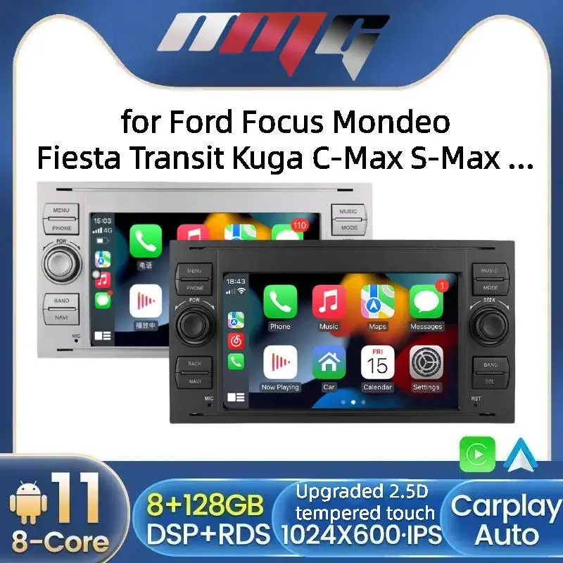 

6G CarPlay Android 13 Auto Radio for Ford Focus Mondeo Fiesta Transit Kuga C-Max S-Max Galaxy GPS Car Multimedia 2din autoradio