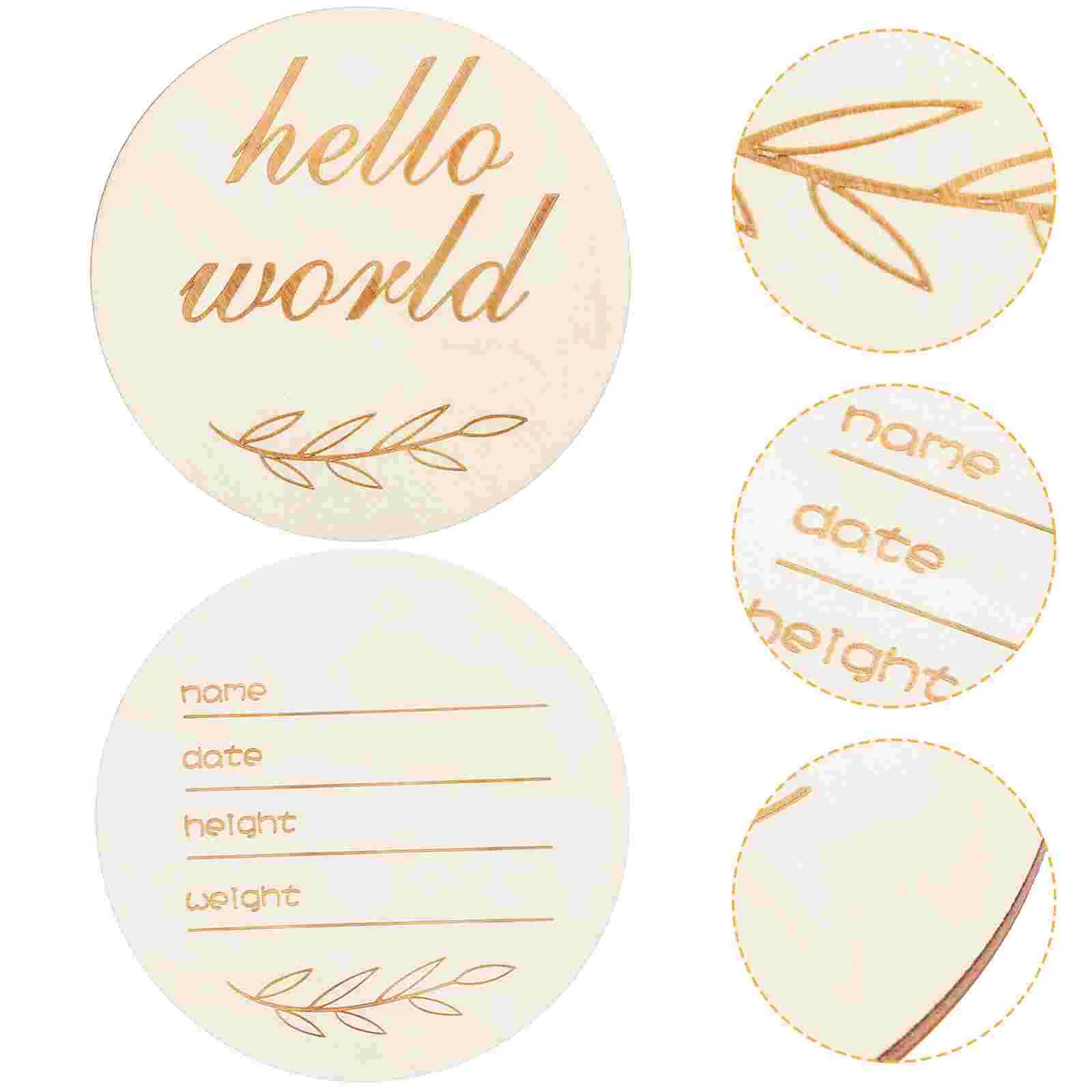 2 Pcs Birth Announcement Round Sign Newborn for Infant Digital Name