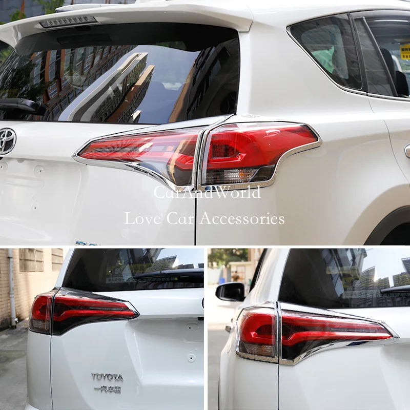 For Toyota RAV4 2016 2017 2018 Rear Lights Protector Cover Tail Lamp Frame Trims ABS Chrome Sticker Decoration Car Accessories