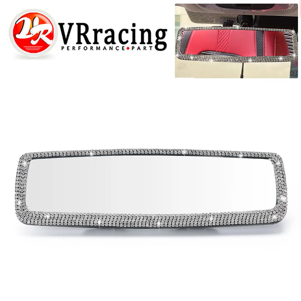 Universal Car Interior Rearview Mirror Decor Charm Crystal Bling Diamond Ornament Rear View Mirror Cover Women Auto Accessories