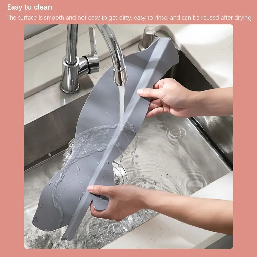 

Silicone Sink Splash Guard Reusable Heighten Sink Guard Baffle Soft With Suction Cup Sink Water Baffle Plate Home Kitchen