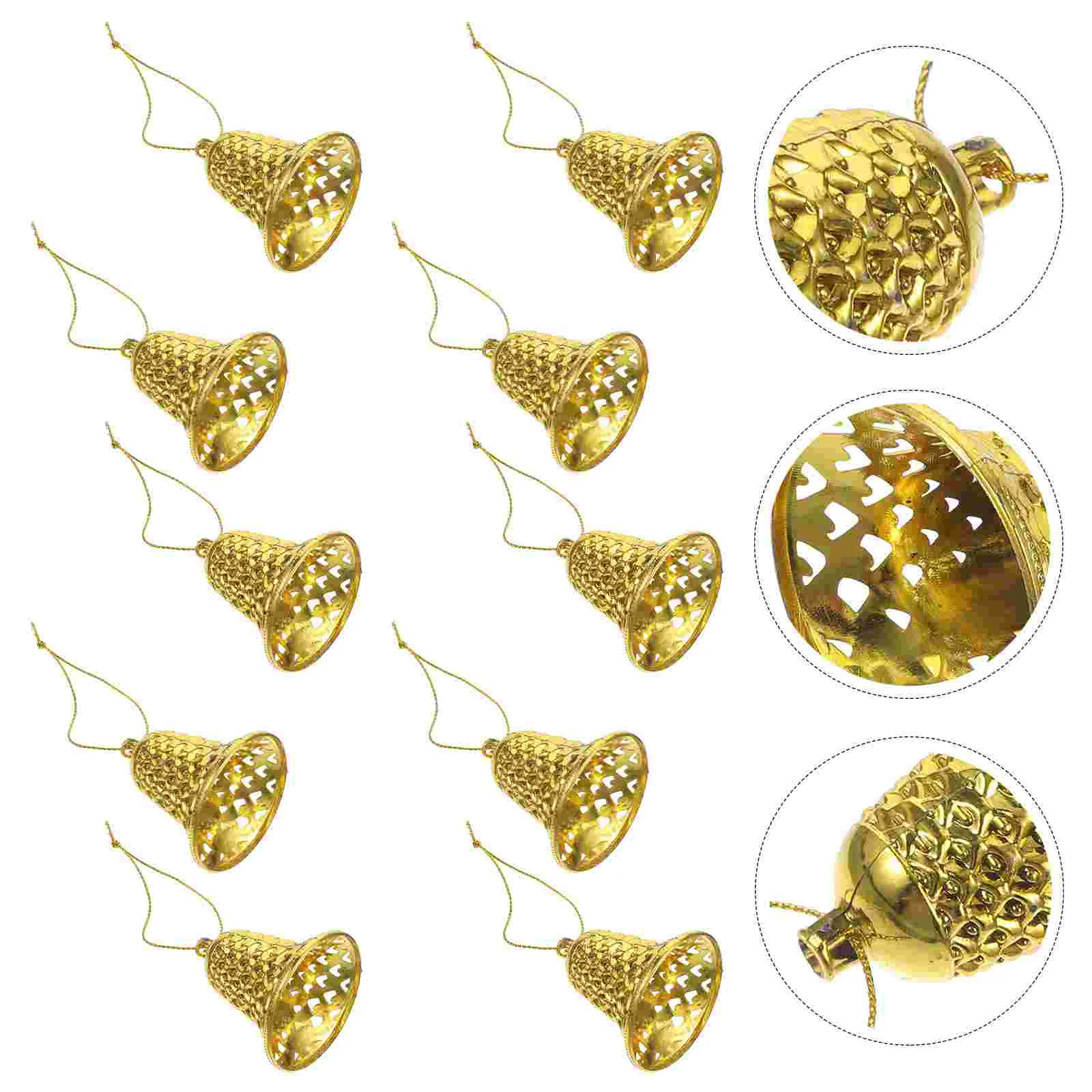 12 Pcs Christmas Bell Tree Decoration Pendant Scene Wall Decorations Home Clock Hanging Foam Ornaments Bells Plastic