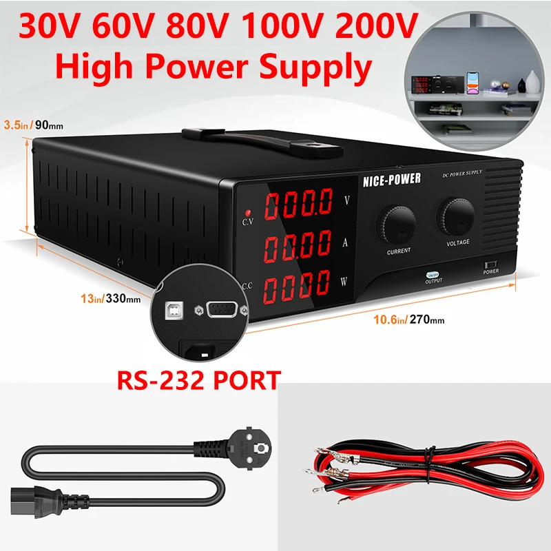 

200V 100V 30V 60V DC Adjustable Bench Lab Power Supply Voltage Regulator 60A 10A 50A 20A30A Programmable high-power Power Supply