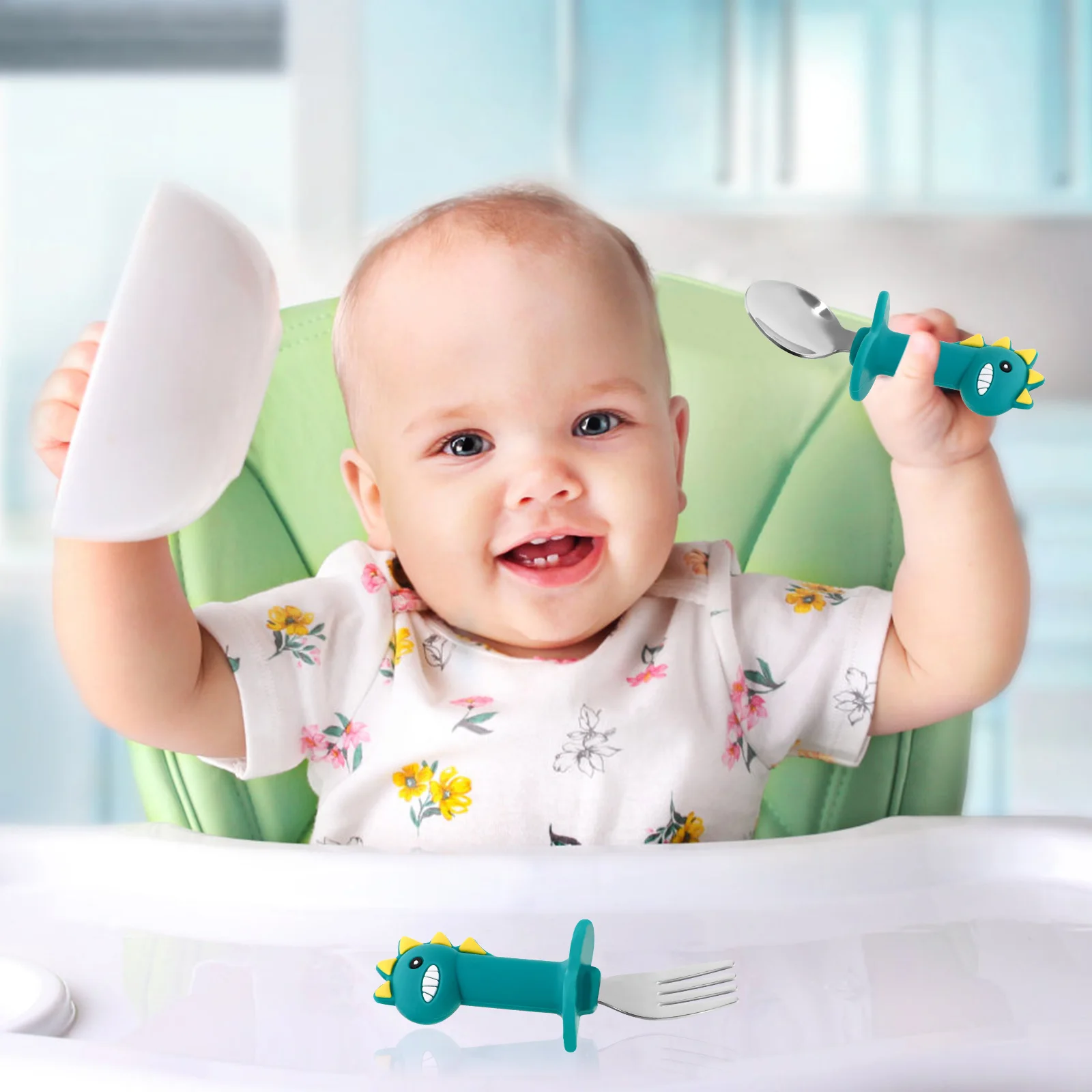 

Tableware 's Silicone Spoon Cutlery Spoons Silica Gel Eating Utensils