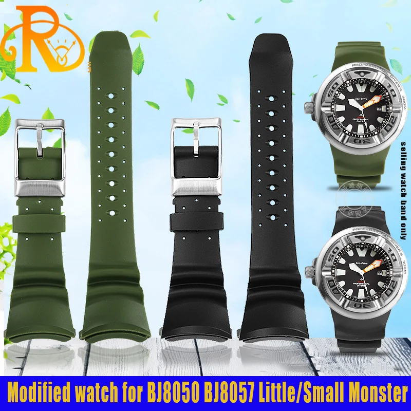 Modified High-Quality Silicone Watchband for Citizen PROMASTER series Little Monster BJ8050 BJ8057 Dive Watch strap Replacement