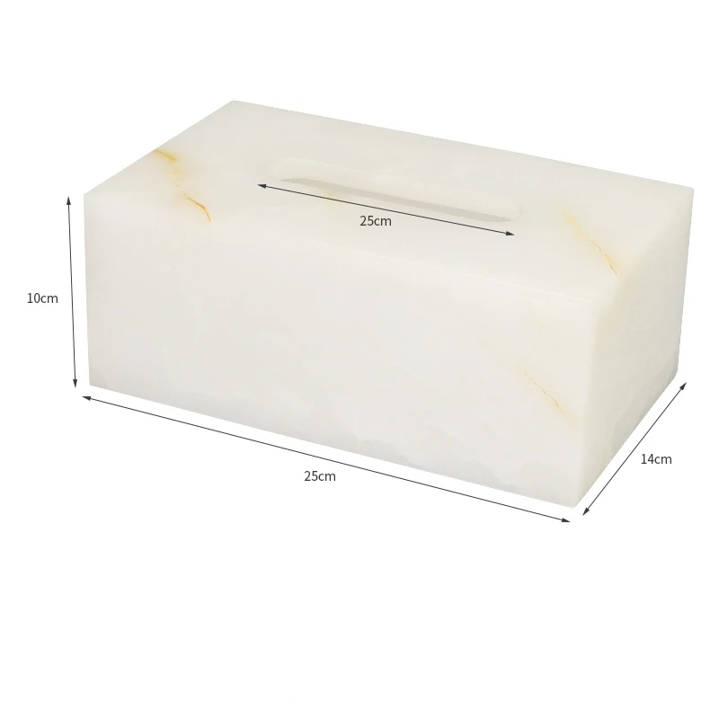 Factory Outlet 25x14x10CM Cuboid Natural Marble Stone Big Tissue Box Storage Organization Case