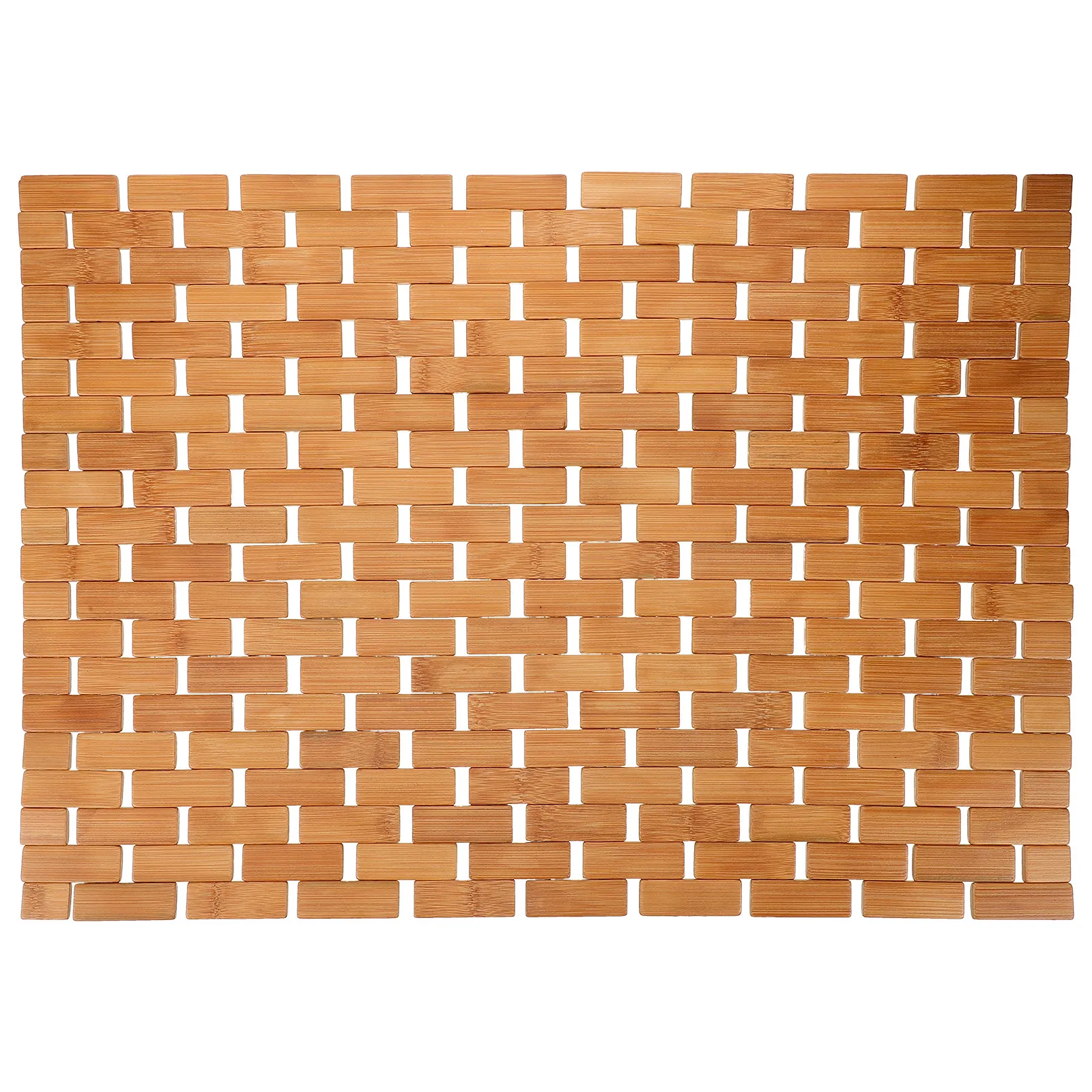 Bamboo Bath Mat Non Slip Shower Floor Mat for Tub Bathroom Anti Skid Design Safe Reliable Minimalist Square Style Home Living