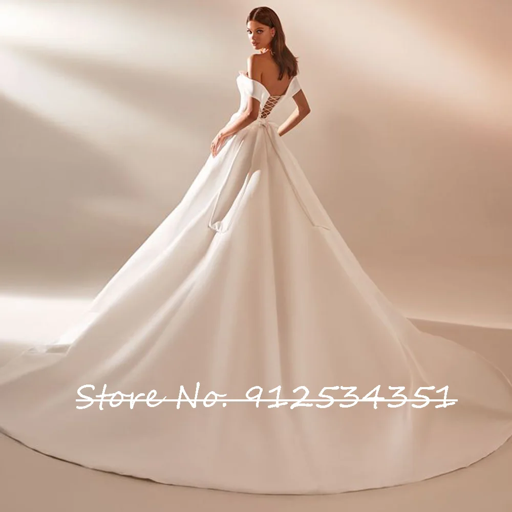 Customized Trouwjurk Off the Shoulder Satin Wedding Dresses Sweetheart Neck Simple Robe Mariage Bandage Back Vestidos De Novia