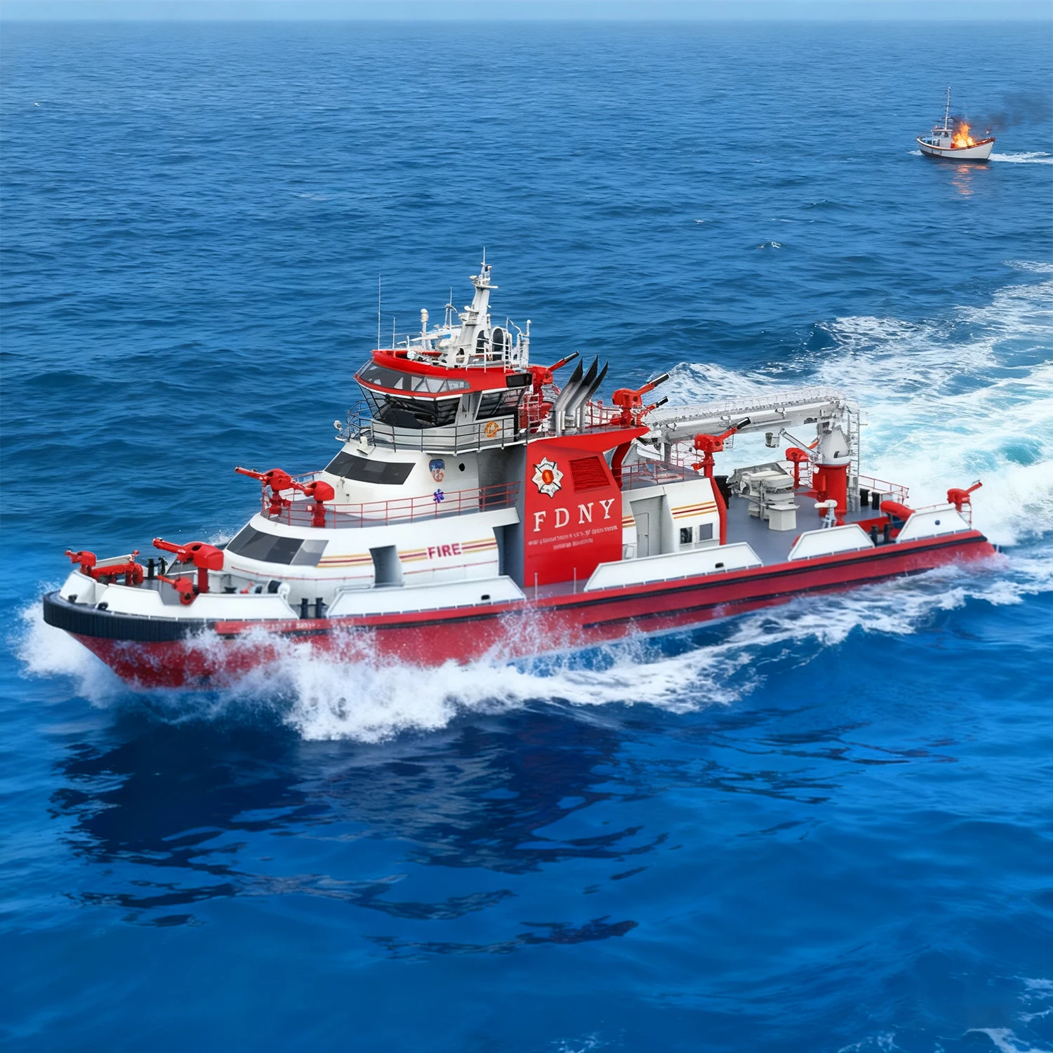 

1/35 RC Ships 129cm FDNY 343 New York Remote Control Fireboat Brushless Motor with Water Spray Device RC Schiffe Model Ship Toy