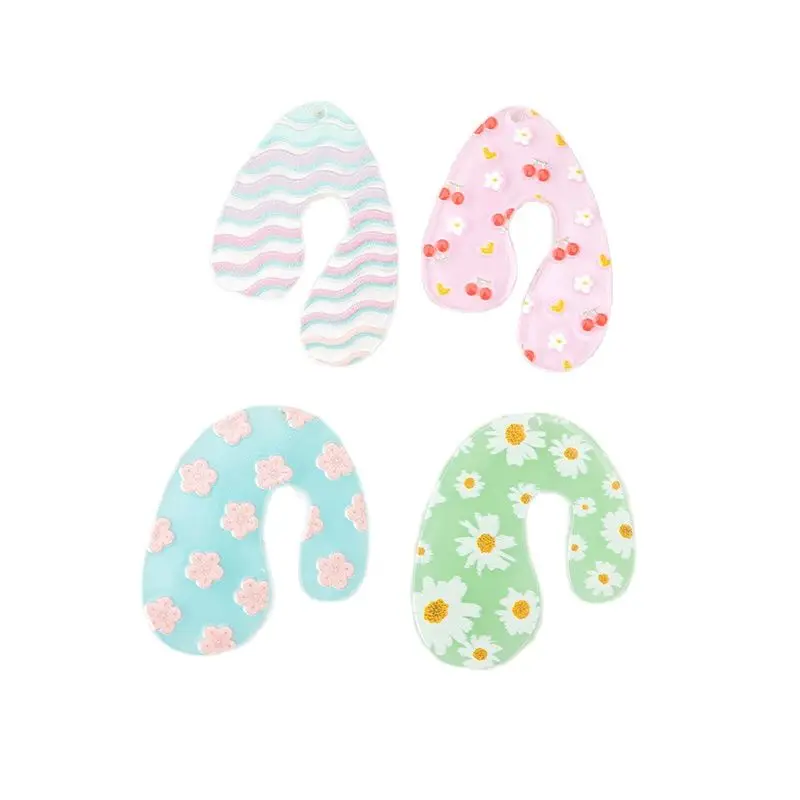 8 قطع سحر زهرة لطيفة الإبداعية الاكريليك الملونة الكرز ديزي جريل القرط قلادة قلادة DIY صنع الملحقات