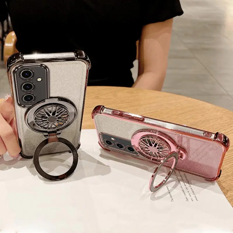 

S24 Precise Circle bracket and lanyard Plating Phone Case For Samsung S23Ultra S25Ultra S23FE S24Ultra S25 S24FE S23Plus Cover