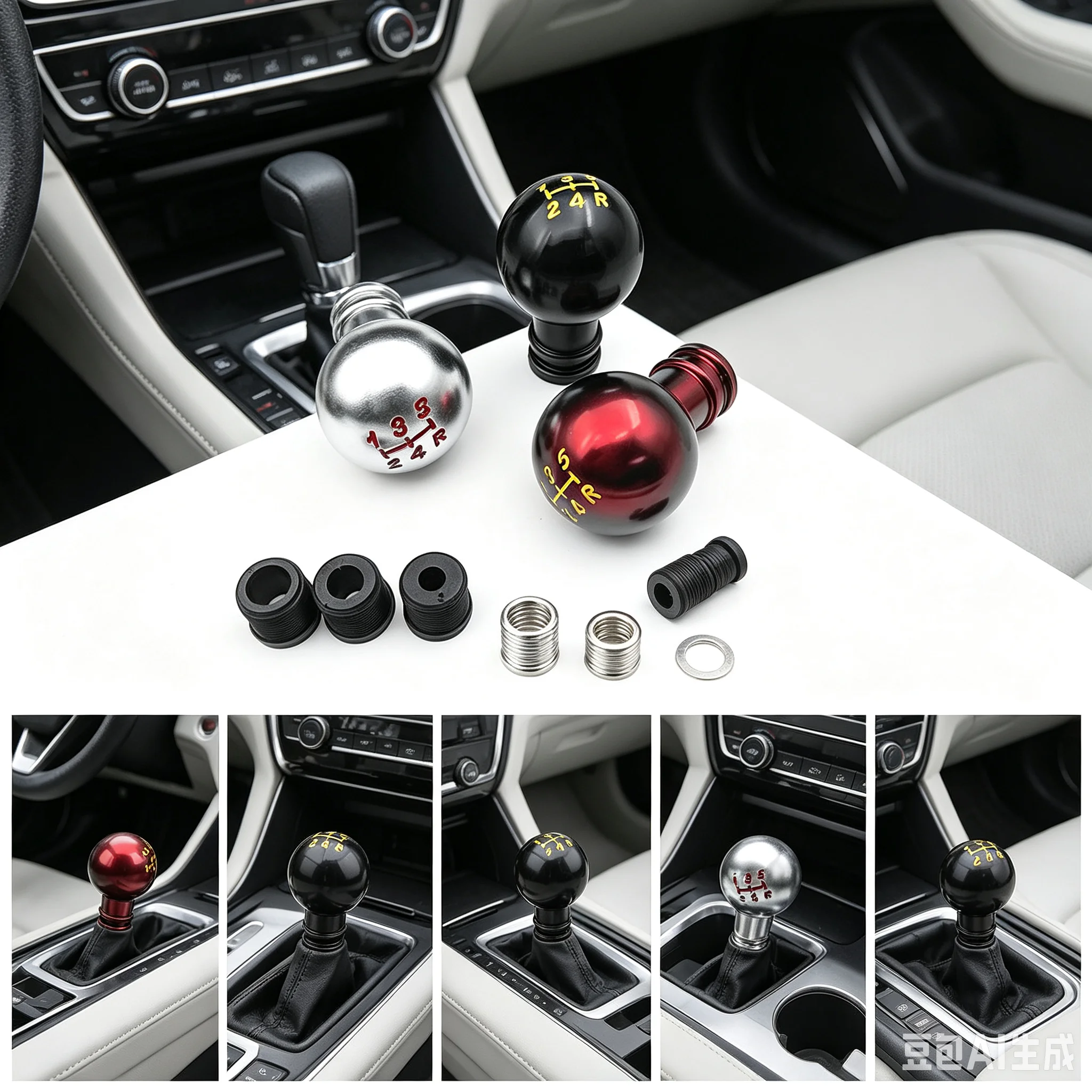 5 Speed Universal Car 3 Colors AT MT Gear Shift Knob Aluminum Gear Shifter Lever