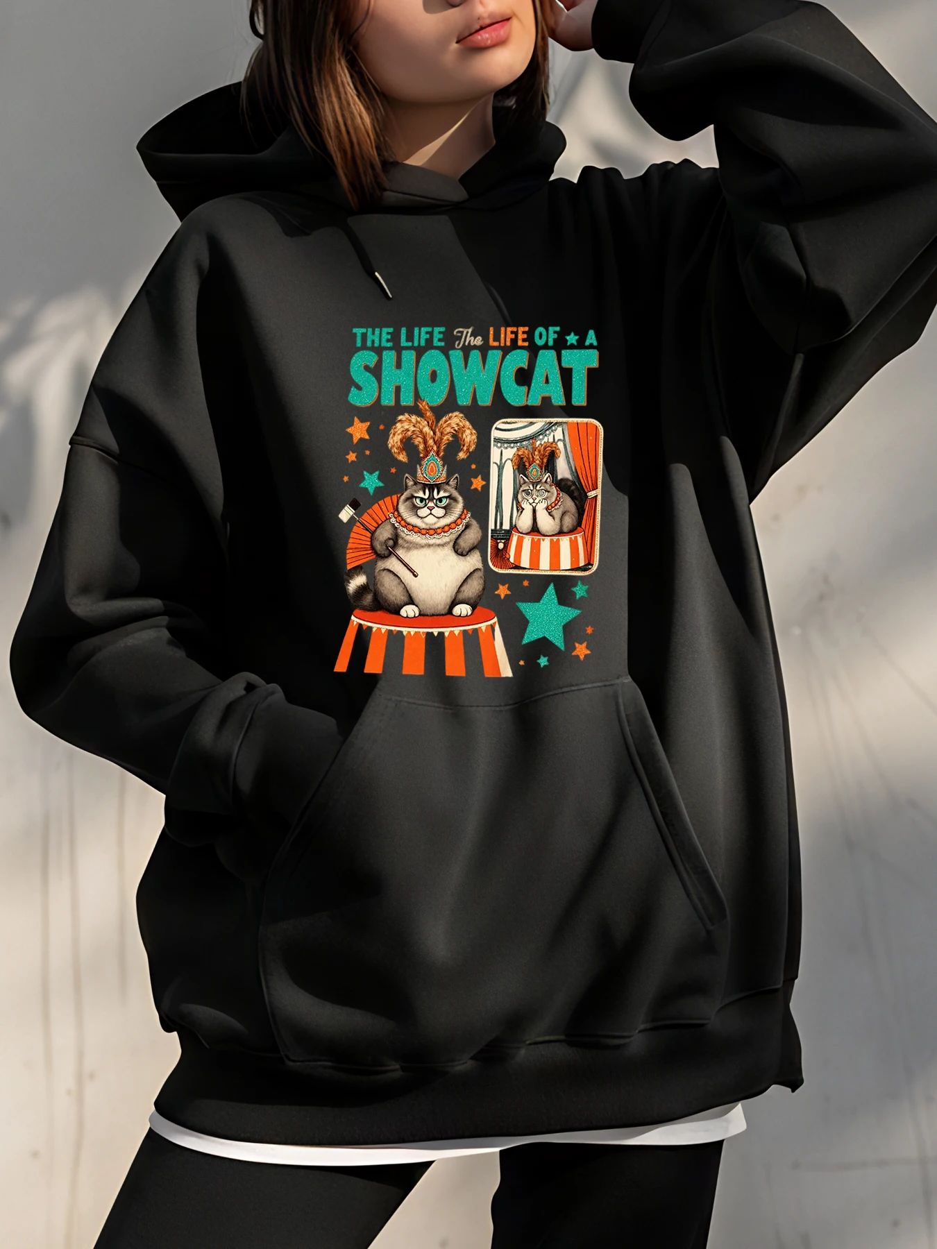 

Толстовка с милым котом The Life of a Showcat, толстовка с принтом, унисекс, повседневная уличная одежда, модная одежда для женщин и мужчин