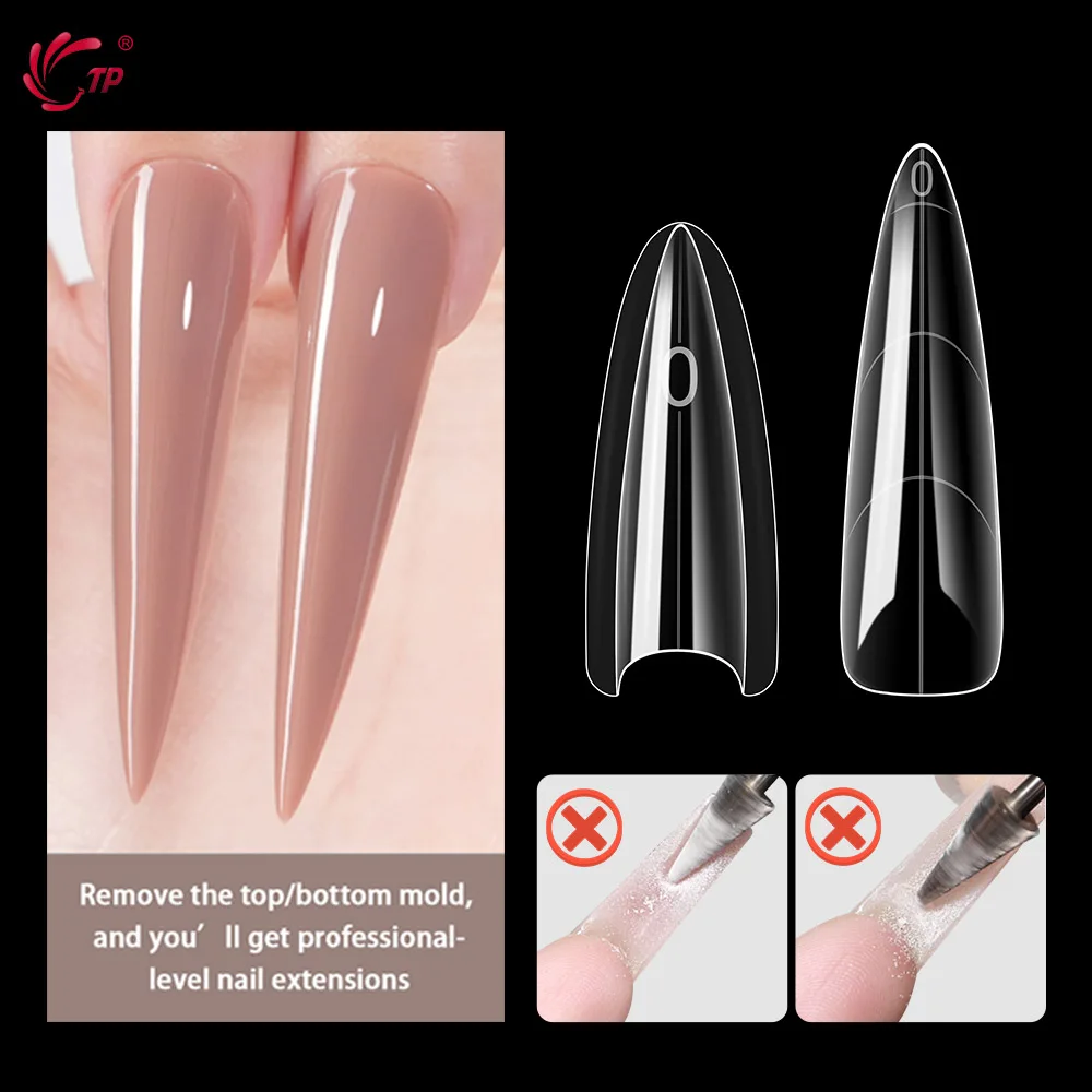 

TP Dual Form Nail Extension Poly Nail Gel Mold 240pcs Sandwich Acrylic Building Gel Nail Top Forms Reusable Full Cover Nail Tips
