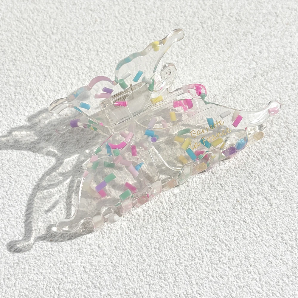

Oversize Acrylic Transparent Butterfly Candy Color Printed Hair Claw For Women Girls New Geometric Headear Hair Accessories Tool
