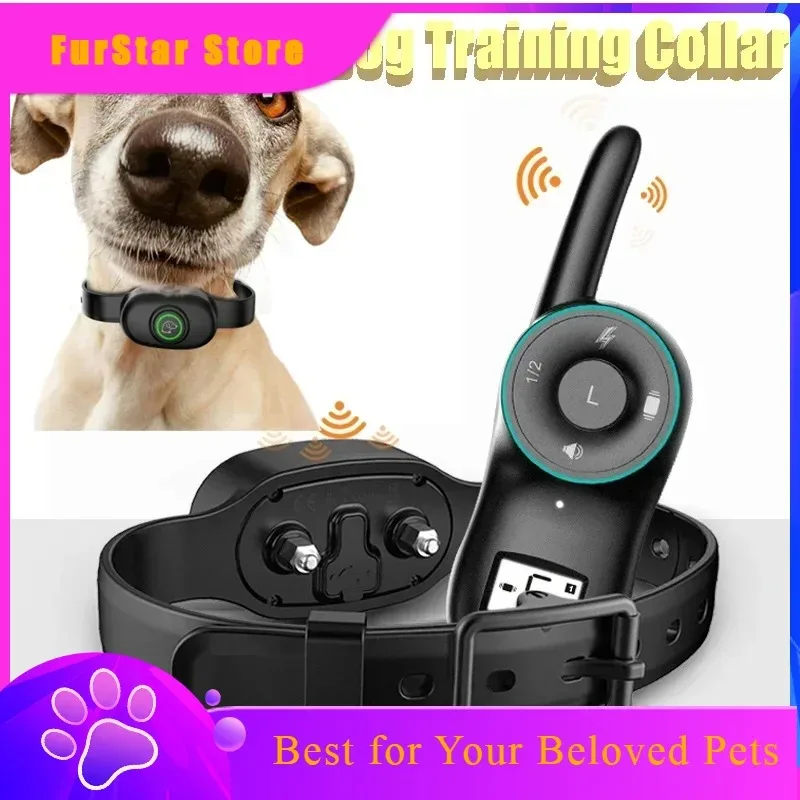 FurStarAnti Bark Shock Vibration Beep Remote Control Collar, Electric Dog Training Collar, Pet Bark Stop Waterproof USB Recharge