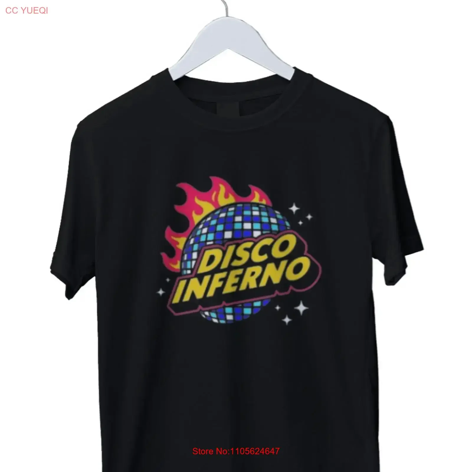 Disco Inferno Retro 80's 90's Print Mens T Shirt S M L XL 2 3 4 long or short sleeves vintage Washed Unisex Stretched Slightly