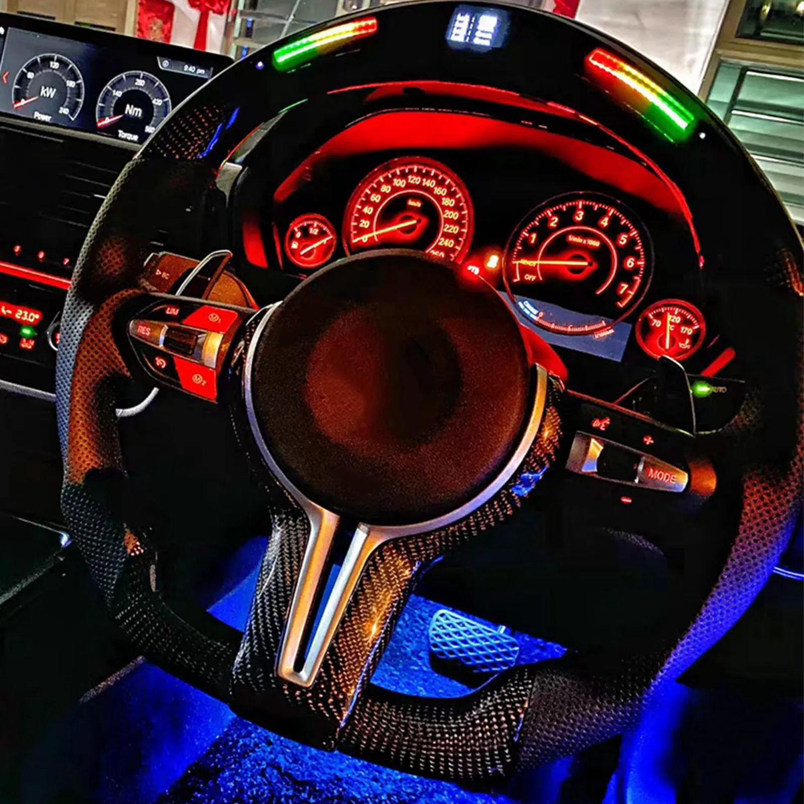 4th Gen LED Performance Steering Wheel Race Digital Display Shift Indicator Lights OBD2 Module Kits