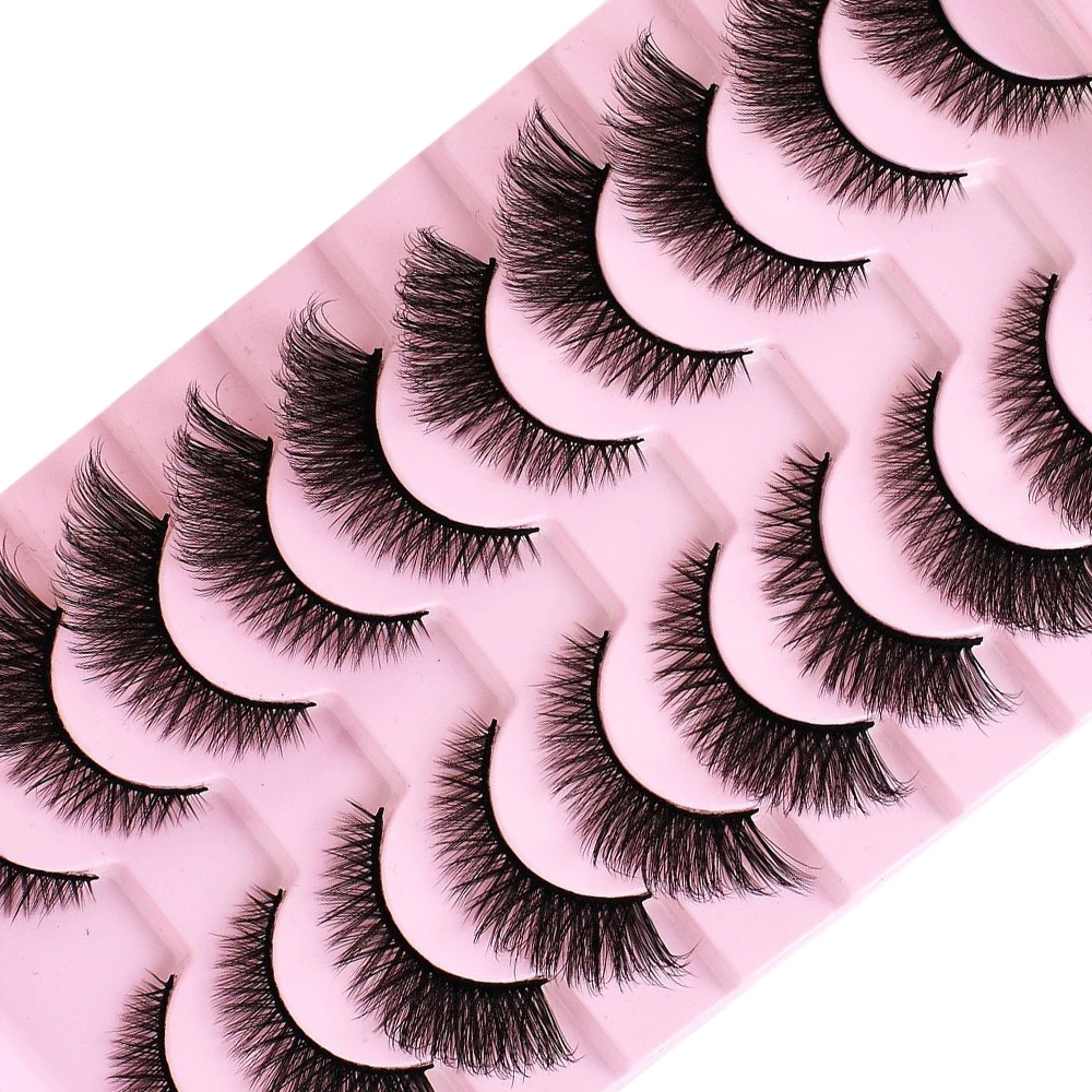 Valse wimpers, 10 paar pluizige volume nepwimpers, dik natuurlijk volle wimpers, Cat Eye dramatische stijl nepwimpers