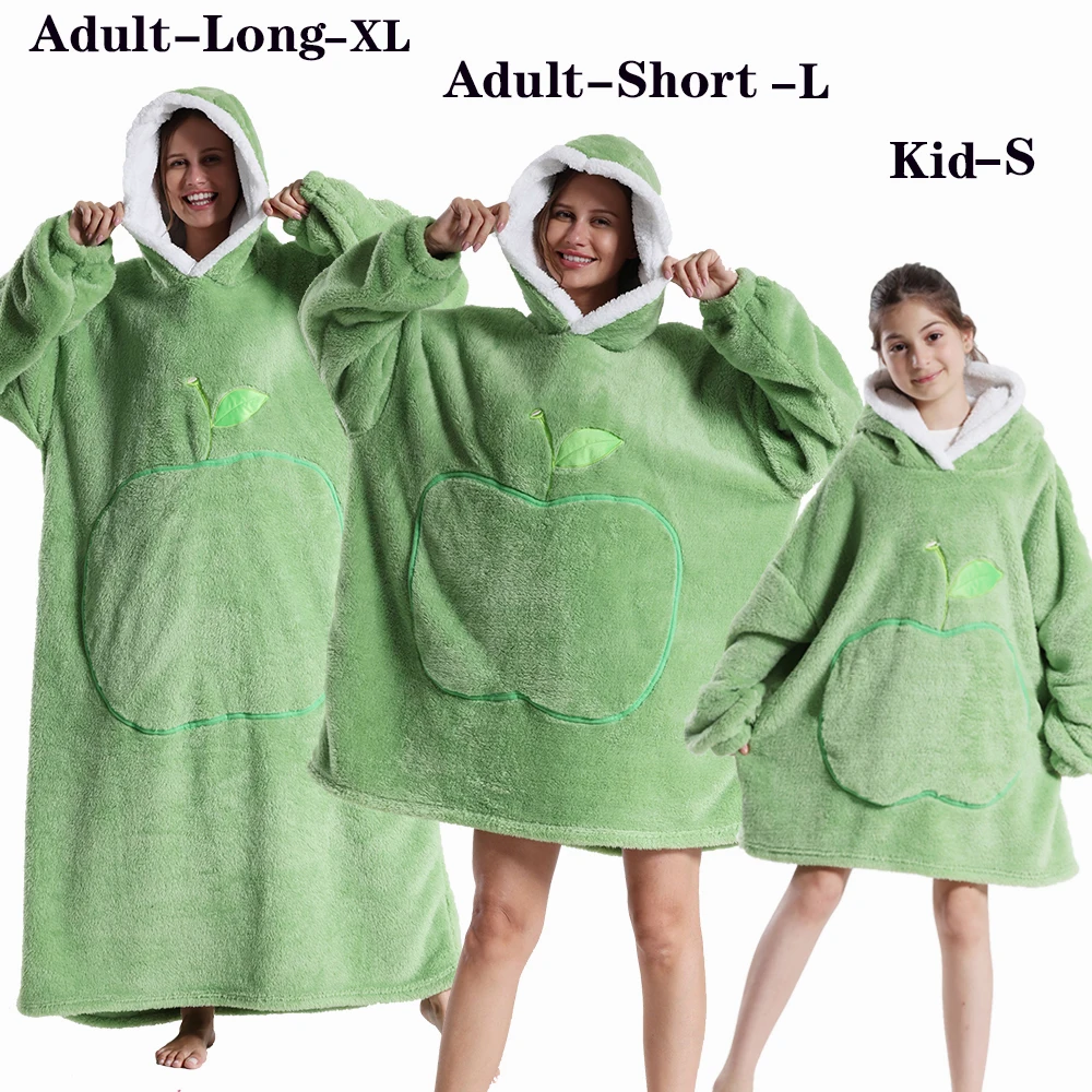 2024 New Oversized TV Wearable Blanket Extra Long Warm Plush Fleece Winter Sherp Hoodie Men Women Soft Sweatshirt Gifts