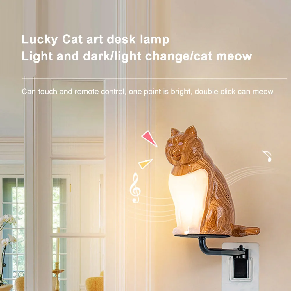 LED Cat Wall Spot Light Touch Sensor Cat Sleep Light 3 Level Brightness Cat Atmosphere Light for Home Room Decor