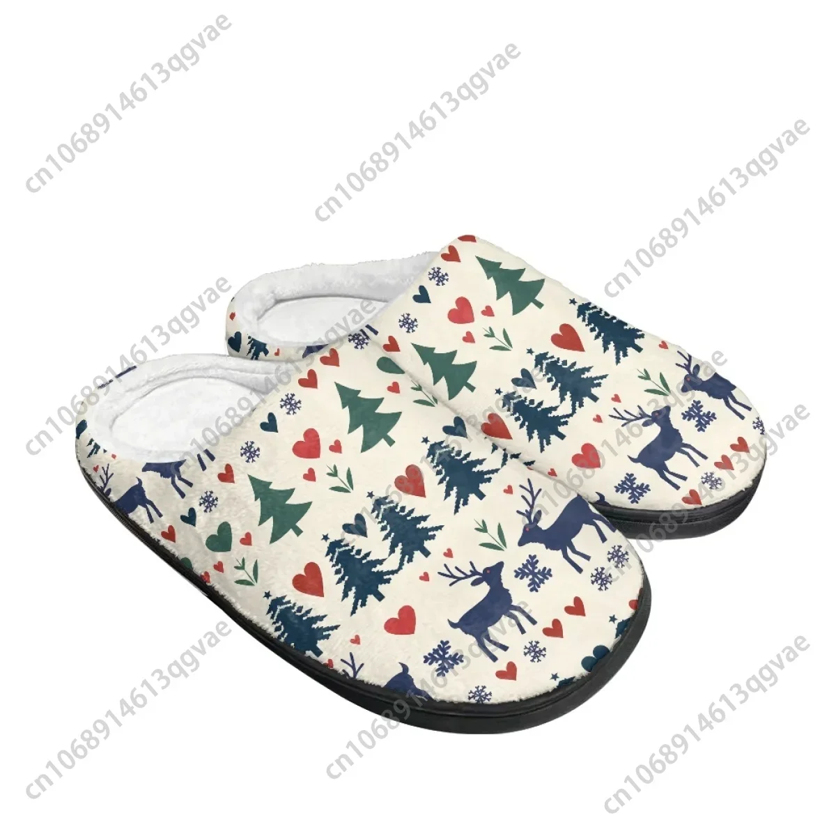 Winter Christmas Fuzzy Elk Holiday Christmas Home Cotton Slippers Mens Womens Teenager Plush Bedroom Keep Warm Custom Slipper