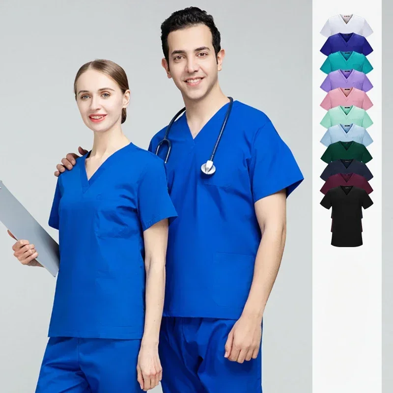 Scrubs Medical Uniform Lab Set Male Wholesale Clinic Hospital Doctor Overalls V-neck Fashion Scrub Pharmacy Nurse Clothes