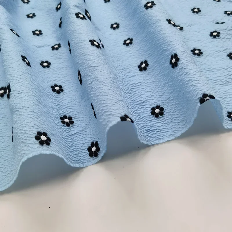 الأورجانزا الجاكار النسيج الربيع الصيف الطازجة فلوريت فستان شفاف قليلا موضة العلامة التجارية الأوروبية تصميم خياطة القماش بالجملة #4