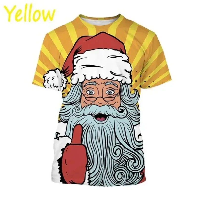 New Summer Men's Merry Christmas T-shirt Fashion Top T-shirt Funny Cartoon Santa Claus Costume Casual Fashion Street Dress