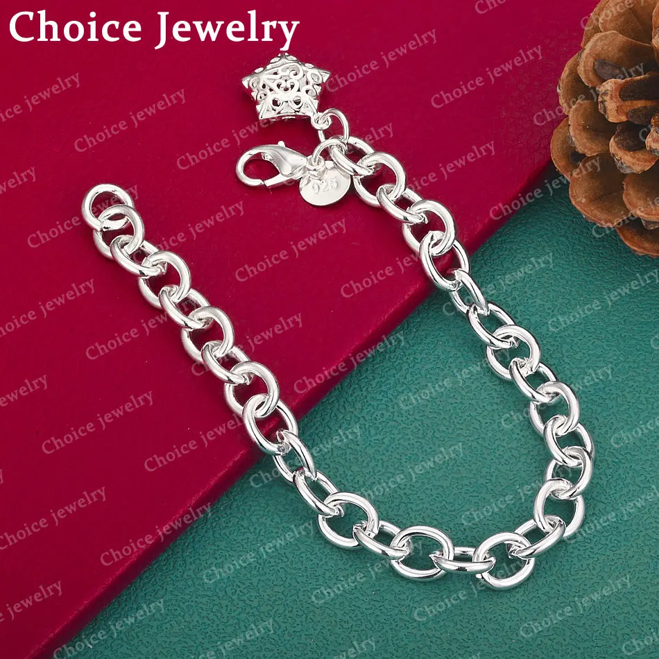 925 Sterling Silber Hohlstern-Kettenarmband für Damen und Herren, Modeschmuck, Charm, Anmut, Party, Geburtstagsgeschenke