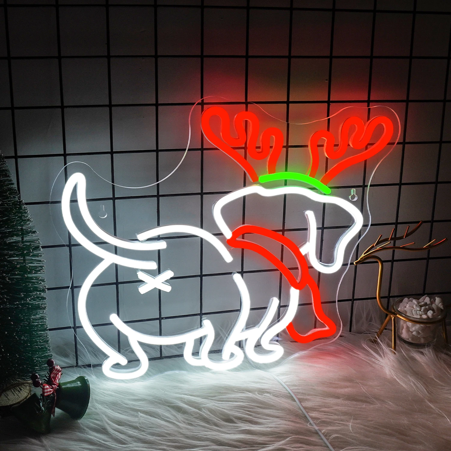 Cute Dog Neon Sign For Wall Decor Kids Gift Christmas Room Decoration For Home Bar Party Led Light Up Signs USB Xmas Lamp USB 5v