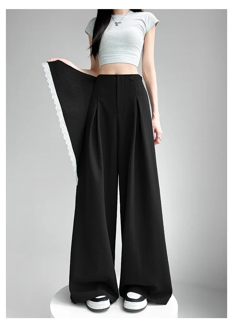 

GELITAYIN корейские модные широкие брюки с высокой талией, женские 2022, однотонные повседневные свободные мешковатые спортивные штаны, уличная одежда, брюки-карго