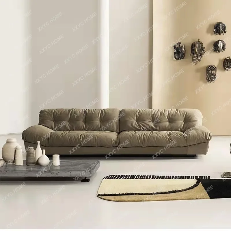 

K Cloud sofa cream small apartment living room straight row fabric retro sofa