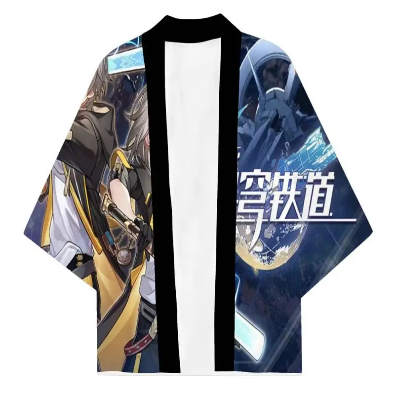 Cosplayer colorido para homens Anime Haori Manto, Top de Cosplay, Honkai: Estrela, Traje de Jogo Trilho, Cardigan Solto, Jaqueta Japonesa