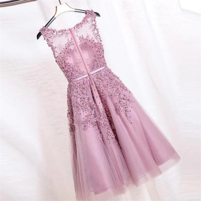 SWS-A-592#Evening Dress Short Party Prom Bean Paste Pink Wine Red Green Dark Blue Gray Cheap Wholesale Pearl Decoration GirlS