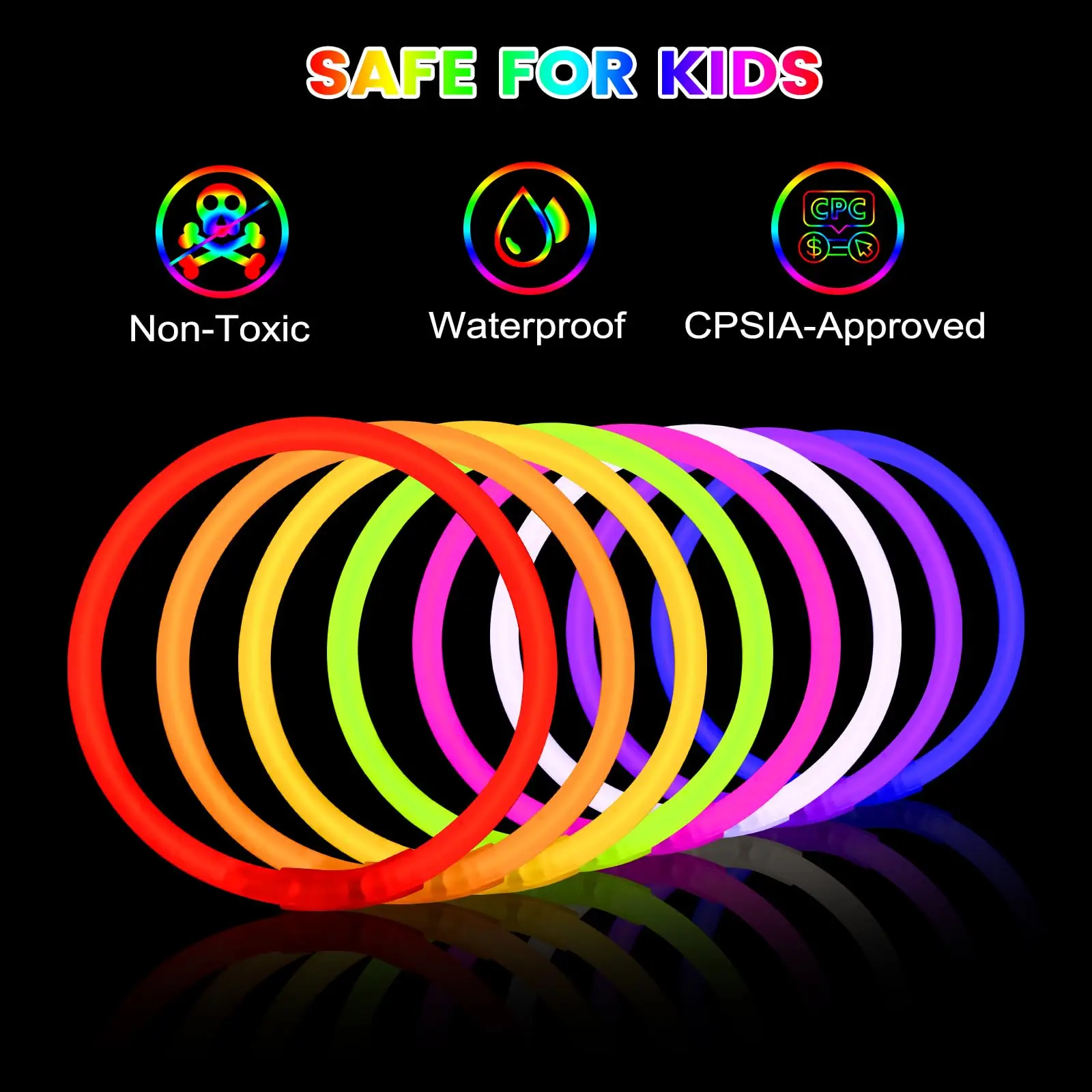 Glow Sticks Bulk Party Favor 8" Glow in the Dark Supplie Light Up Neon Halloween Decor Necklace Bracelet for Kid Adult Birthday